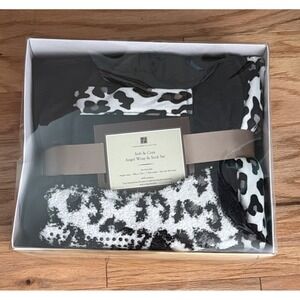 Soft Cozy Angel Wrap Sock Set Leopard Print Coquette Cottagecore Spa Gift Set